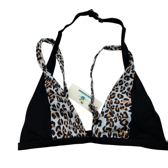 BEACHSISSI *NEW* Cross Design Leopard Print Bikini Top Medium BCJ007948 - Picture 4 of 9